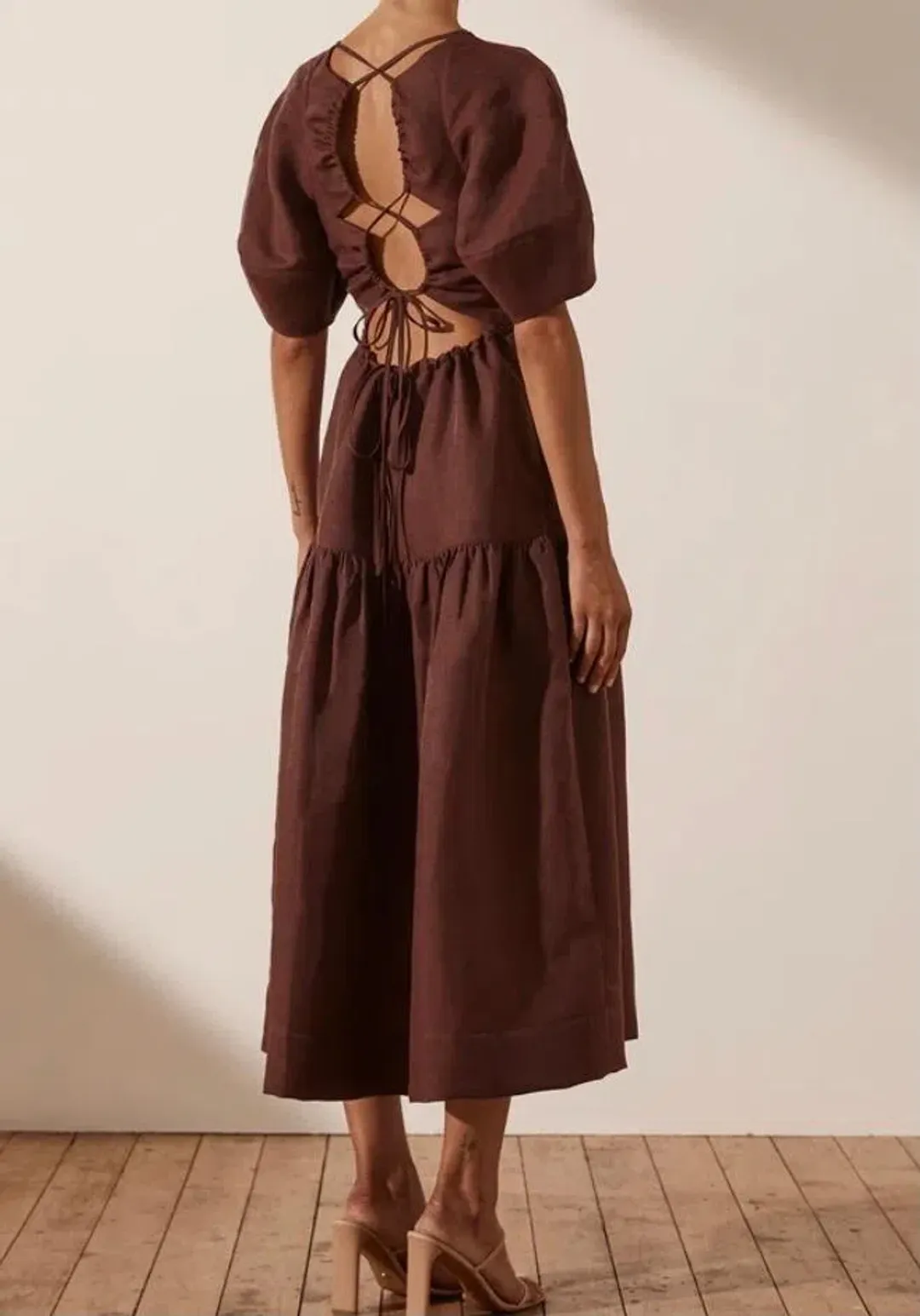 Shona Joy Open Back Midi Dress for rent on The Volte - main image