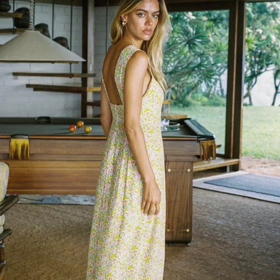 With Jean Lou Lou dress in pansies size M for rent on The Volte - main image