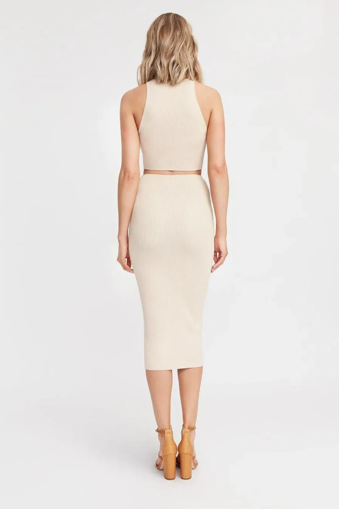 Kookai Lola Cut Out Midi Dress Nude Size 2  for rent on The Volte - main image