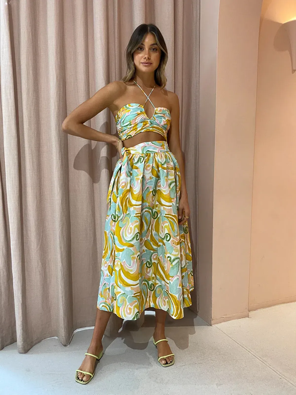 Steele Allegro Peta Crop and Brandt Midi Skirt Set Print Size Small  for rent on The Volte - main image