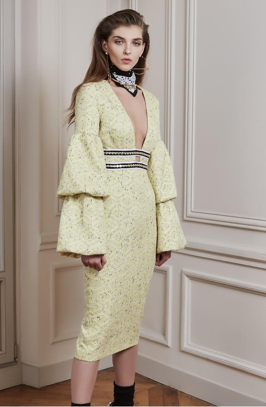 Asilio The Other Woman Midi Dress Yellow Size 10 for rent on The Volte - main image