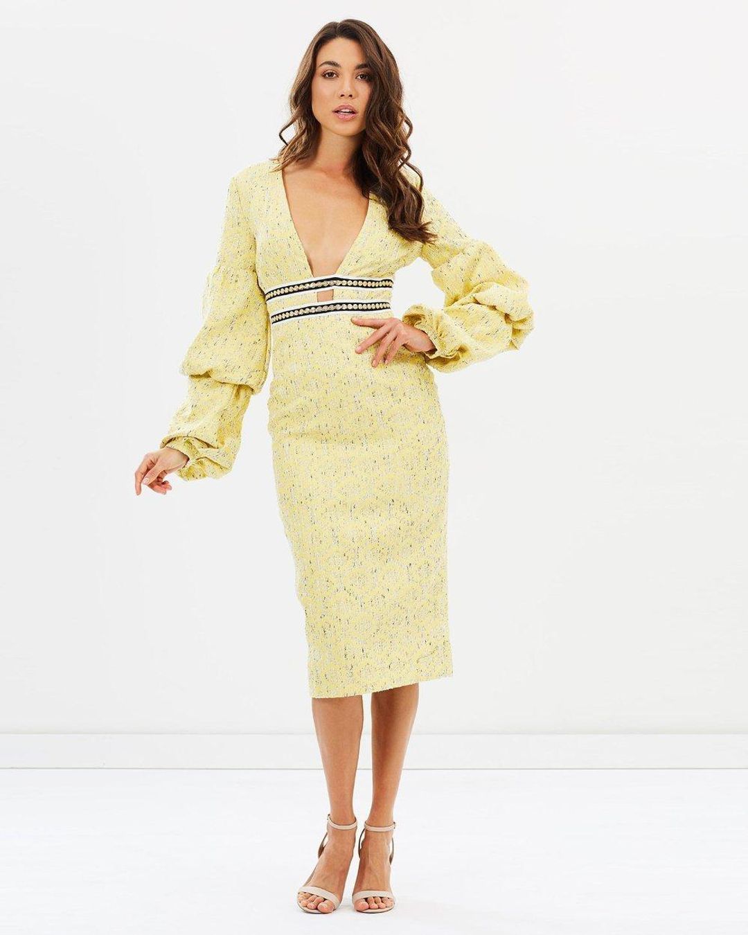 Asilio The Other Woman Midi Dress Yellow Size 10 for rent on The Volte - main image
