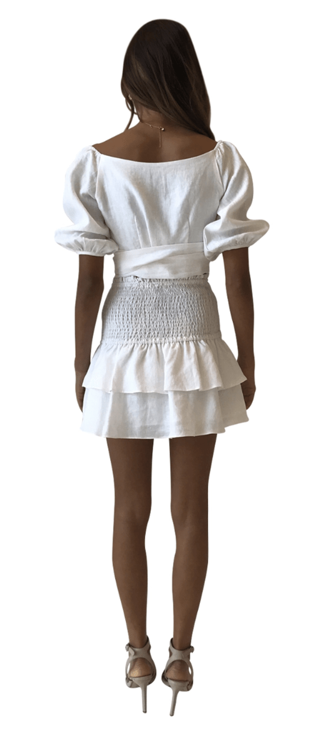 By Nicola Better Together Wrap Top and Mini Skirt Set White Size 6 for rent on The Volte - main image