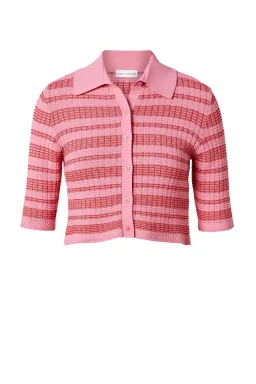Scanlan Theodore Pleated Rib Stripe Crop Top Pink Size 8 for rent on The Volte - image 5