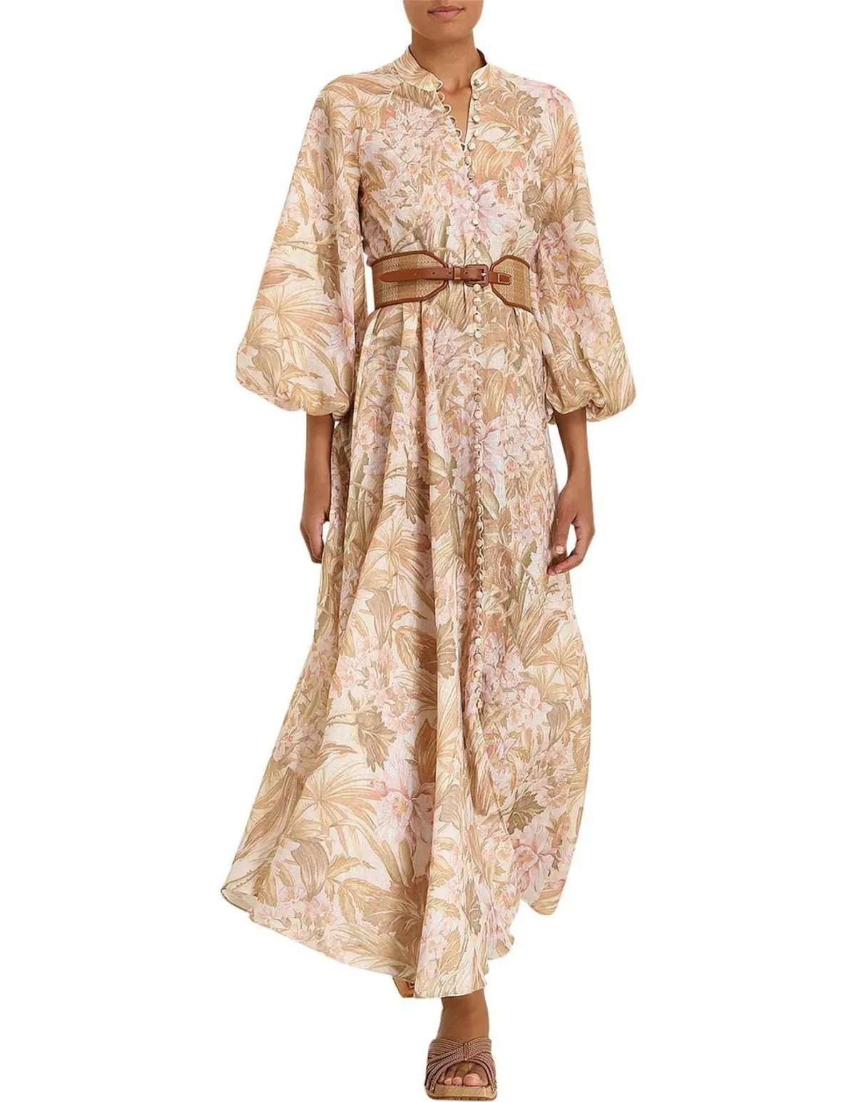 Zimmermann Andie Billow Long Dress Sepia Floral Size 1 / AU 10  for rent on The Volte - main image
