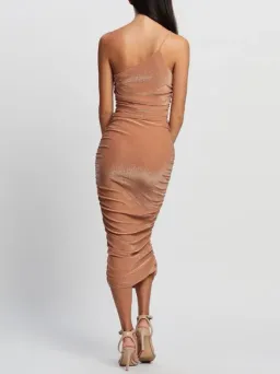 Third Form Shimmer One Shoulder Midi Dress Peach Size 8 for rent on The Volte - image 2