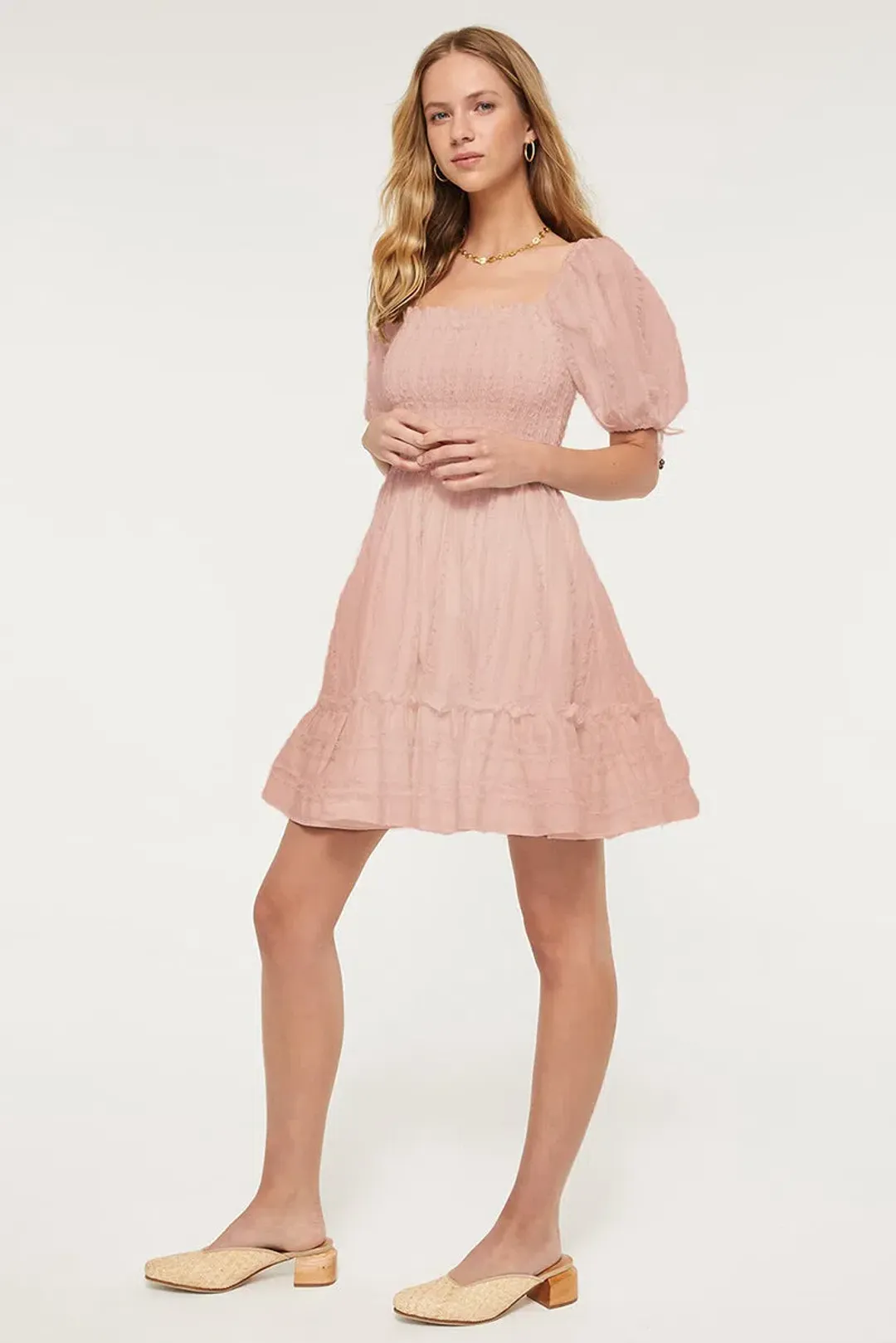 Tigerlilly Okimi Loulou Mini Dress Pink Size 10  for rent on The Volte - main image