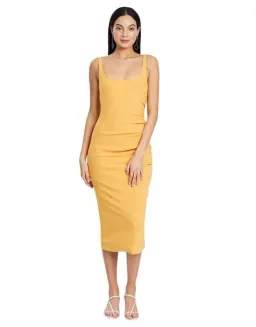 Bec and Bridge Karina Tuck Midi Dress Orange Size 8 for rent on The Volte - image 4