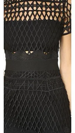  Self Portrait Cutwork Lace Layered Dress Black Size 4  for rent on The Volte - image 3