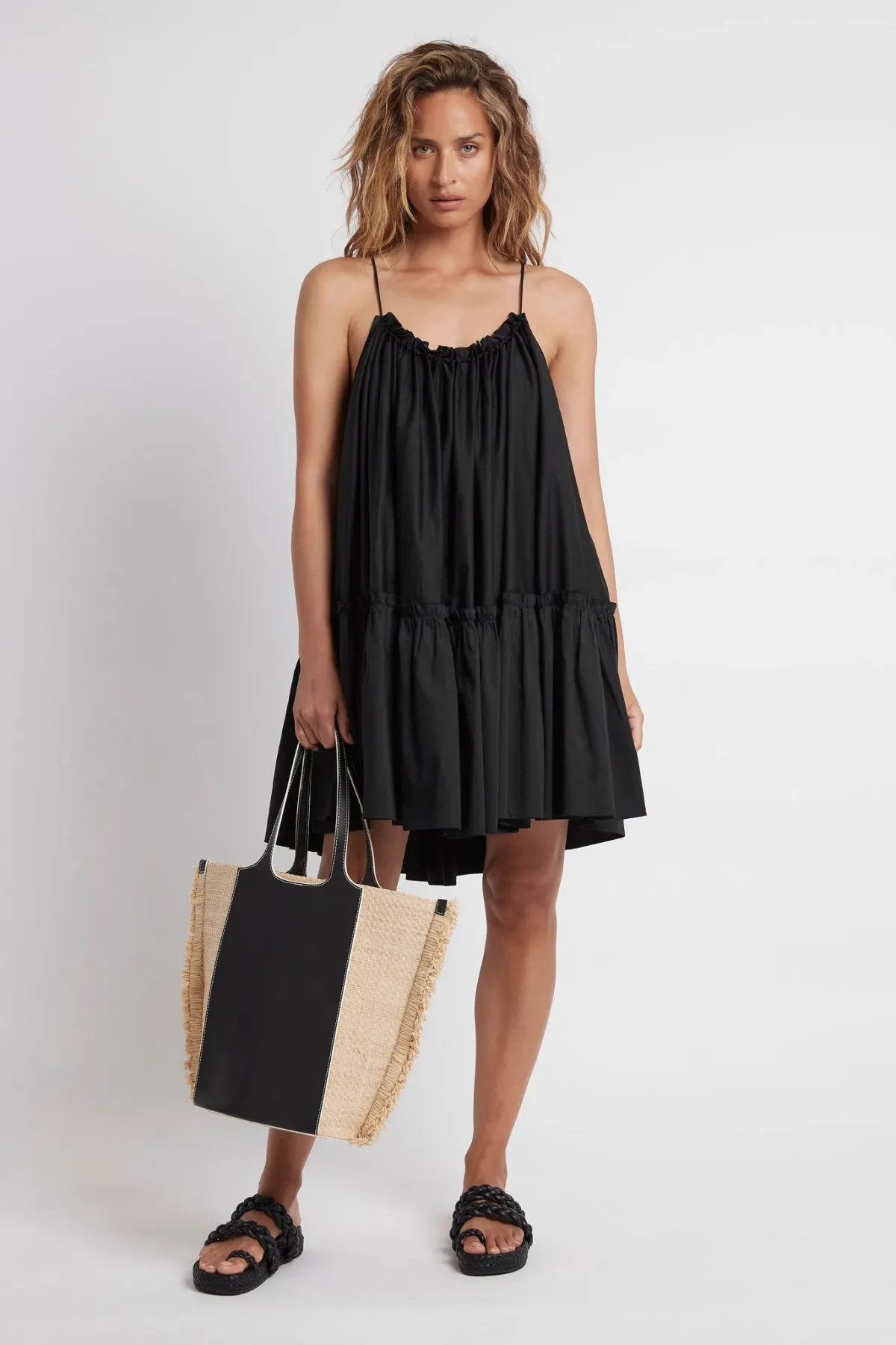 Aje Midsummer Swing Mini Dress Black Size 10 for rent on The Volte - main image
