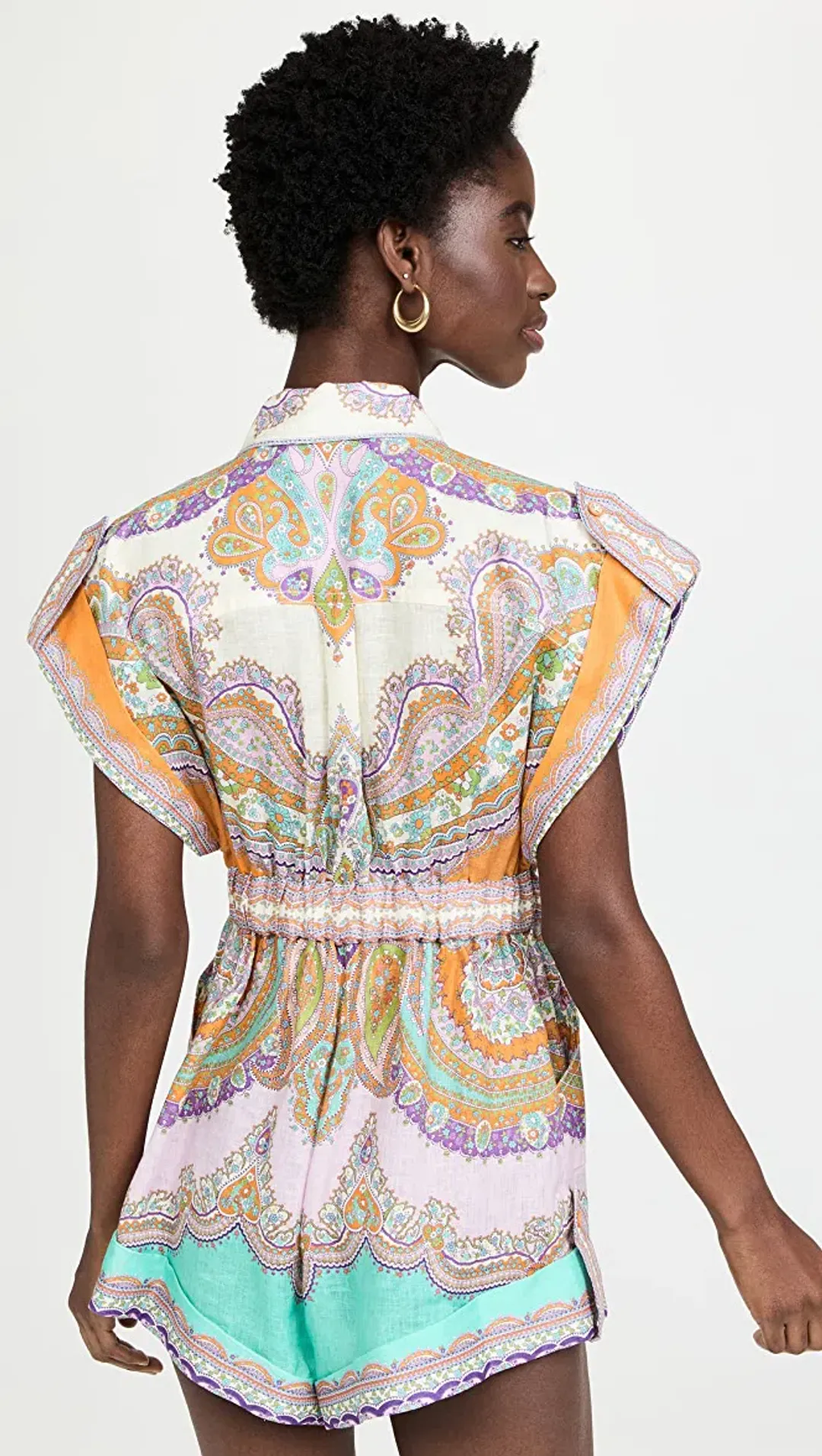 ZIMMERMANN | Lola Cuffed Playsuit in Daisy Paisley Print | Size 0 for rent on The Volte - main image