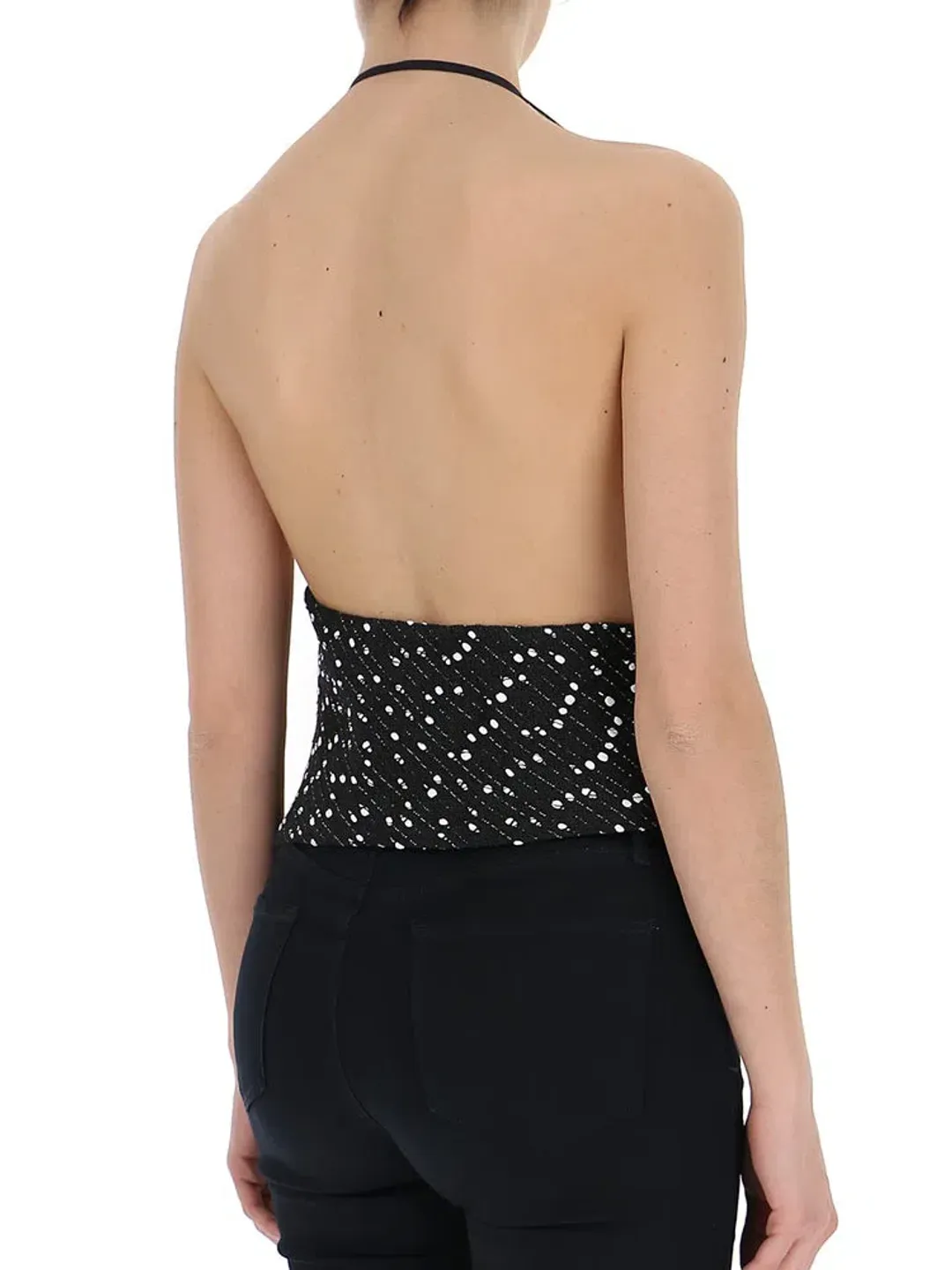 Jacquemus Valoria Fringed Bouclé Halterneck Top Black Size 10 for rent on The Volte - main image