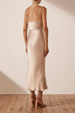 Shona Joy La Lune Cowl Bias Midi Dress Gold Size 10 for rent on The Volte - image 2