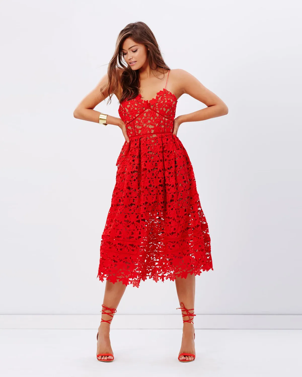 Grace & Hart Bella Flare Dress Red Size 12 for rent on The Volte - main image