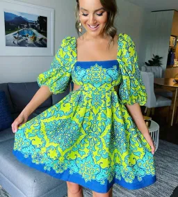 Zimmermann Nina Cut Out Mini Dress Lime Print Size 0 / AU 8 for rent on The Volte - image 5