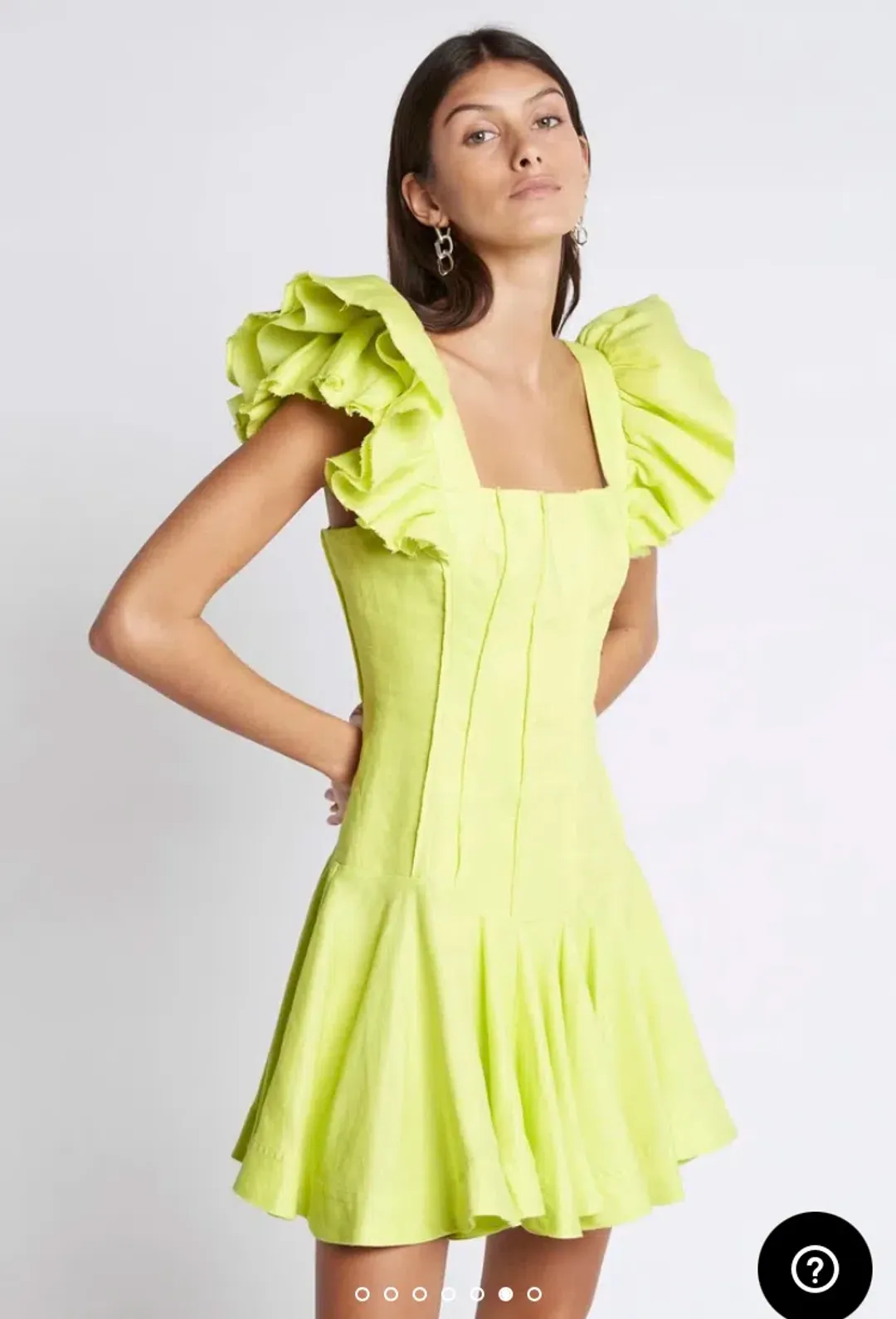 Aje Breathless Frill Sleeve Mini Dress Green Size 12 for rent on The Volte - main image