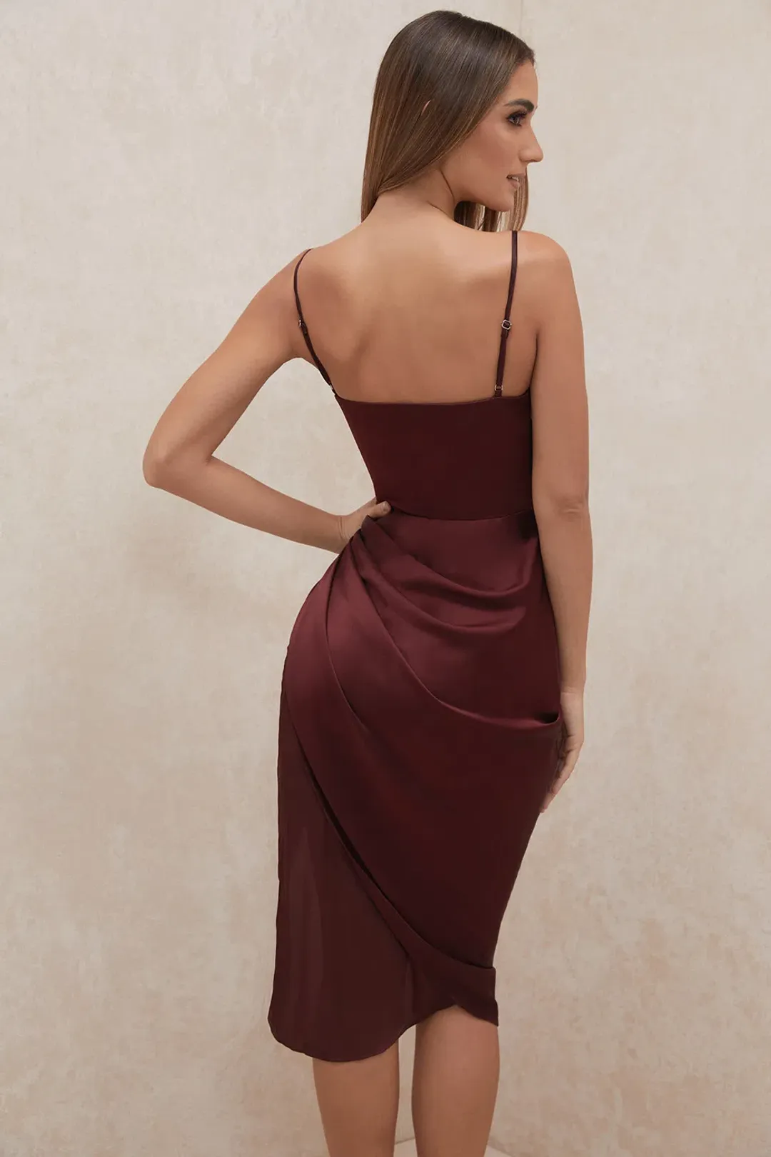 House of CB Reva Satin Balcony Corset Midi Dress Red Size 6 for rent on The Volte - main image