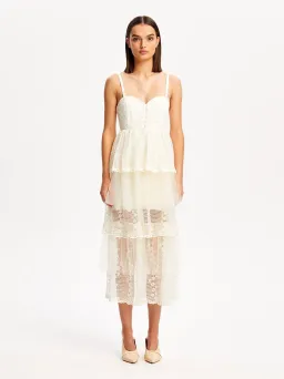 Alice McCall Creme Moonstruck Midi Dress Cream Size 8  for rent on The Volte - image 1