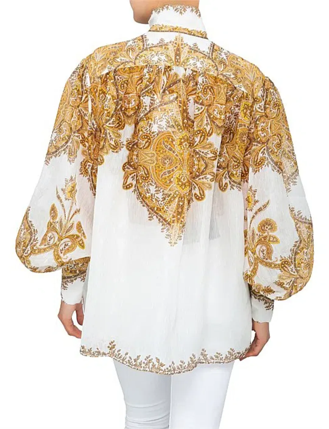 Zimmermann Zippy Billow Blouse Golden Paisley Size 1 / Au 10 for rent on The Volte - main image