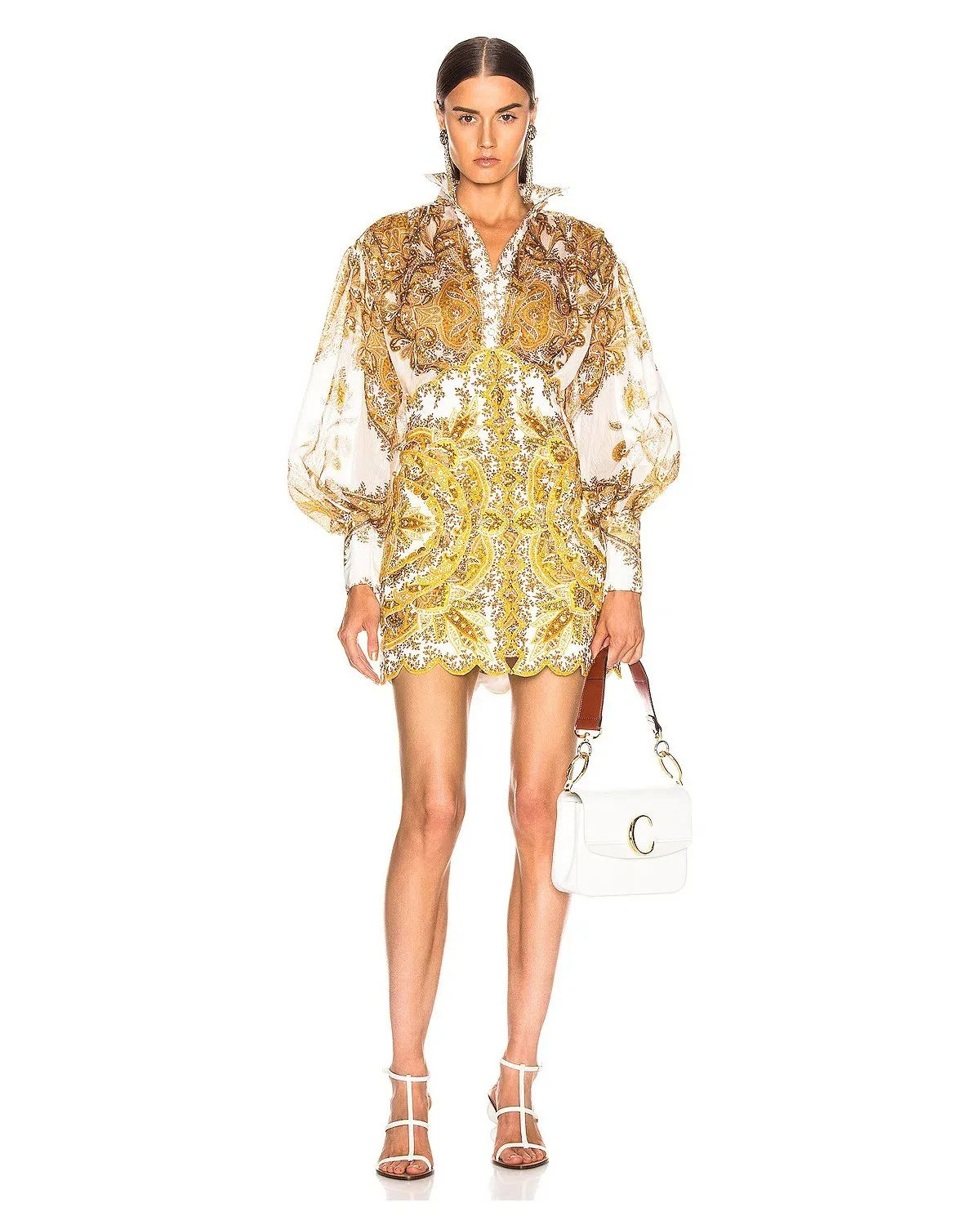 Zimmermann Zippy Billow Blouse Golden Paisley Size 1 / Au 10 for rent on The Volte - main image