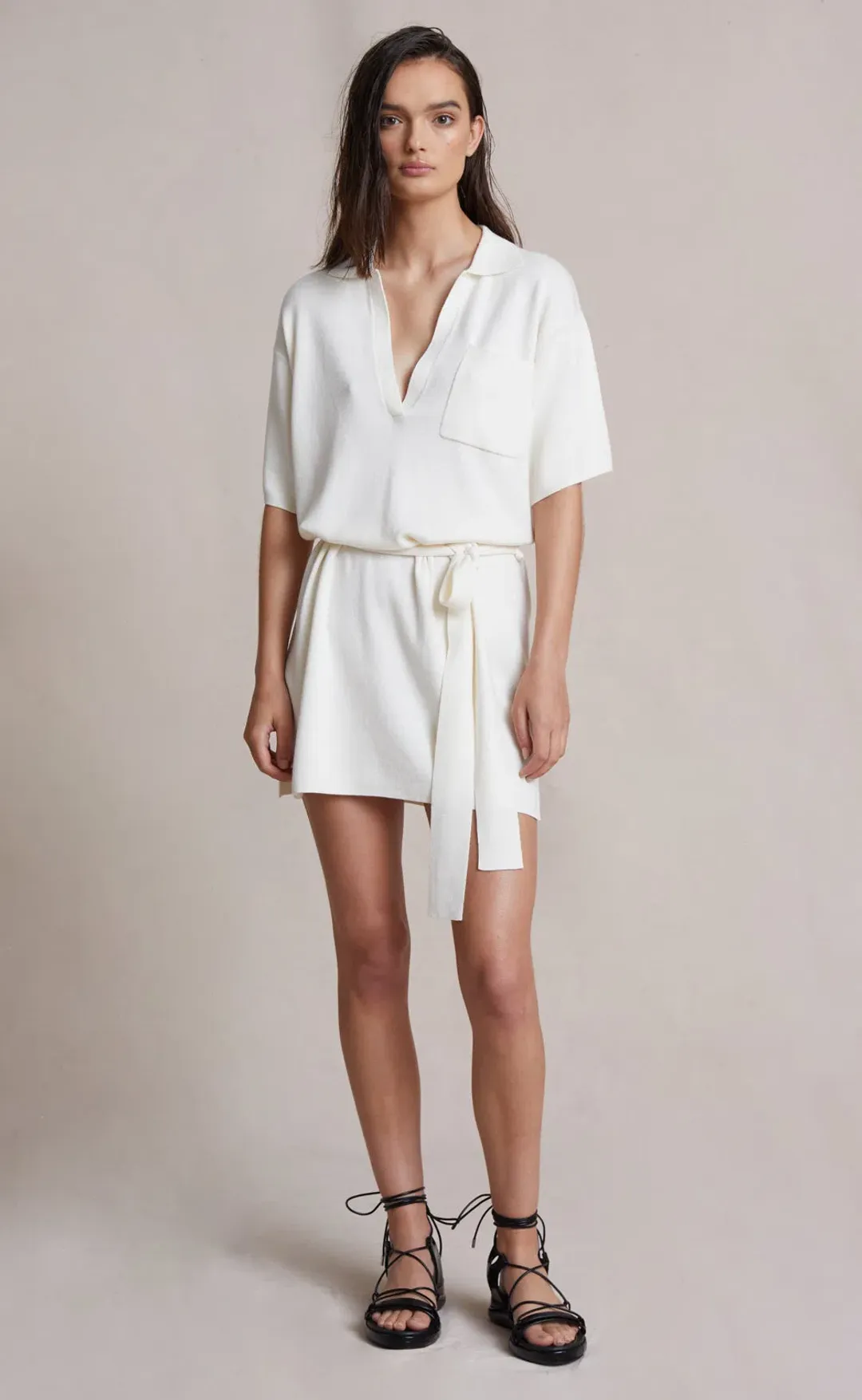 Bec & Bridge Liam Knit Mini Dress Ivory Size 8 for rent on The Volte - main image