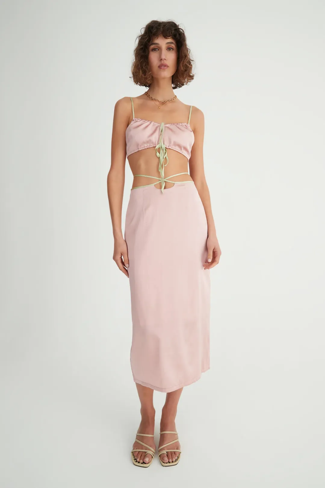 Hansen & Gretel Cali Top and Mariika Skirt Set Blush Size 8 for rent on The Volte - main image
