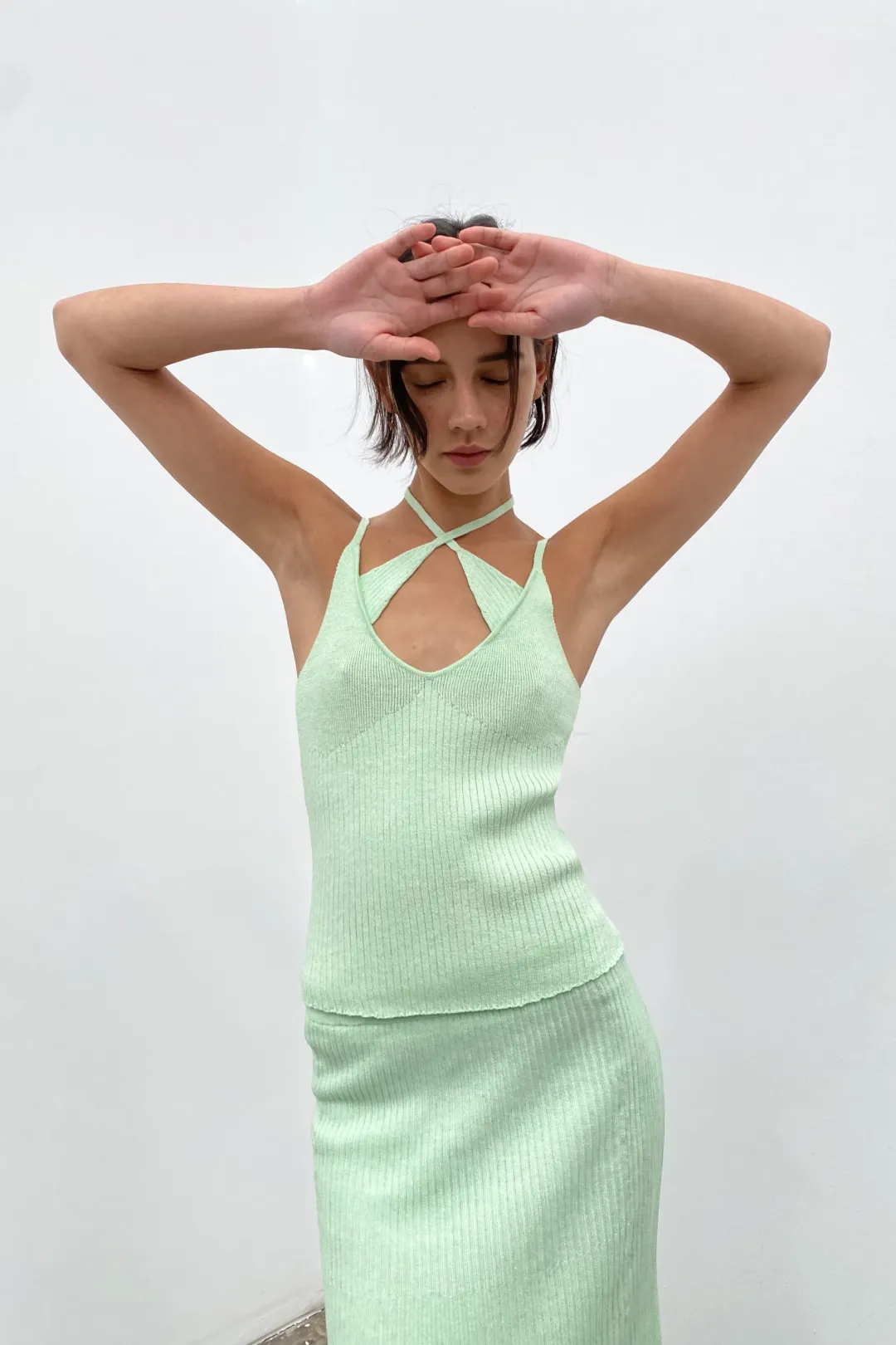 Hansen & Gretel Pip Singlet and Addison Skirt Set Green Size 8 for rent on The Volte - main image