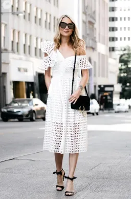 Self Portrait Asymmetric Ruffle Off the Shoulder Dress White Size 14 for rent on The Volte - image 1