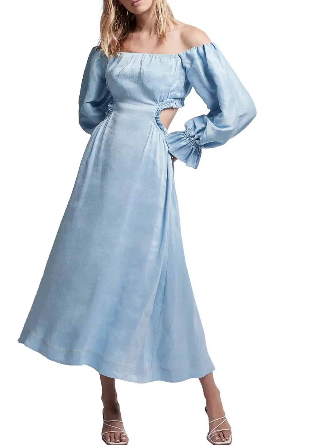 Aje Overture Blouson Midi Dress Ciel Blue Size 8 for rent on The Volte - main image
