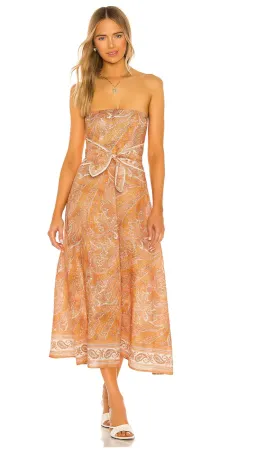 Zimmerman Brighton Tie-Waist Paisley Midi Dress Print Size 8 for rent on The Volte - image 1