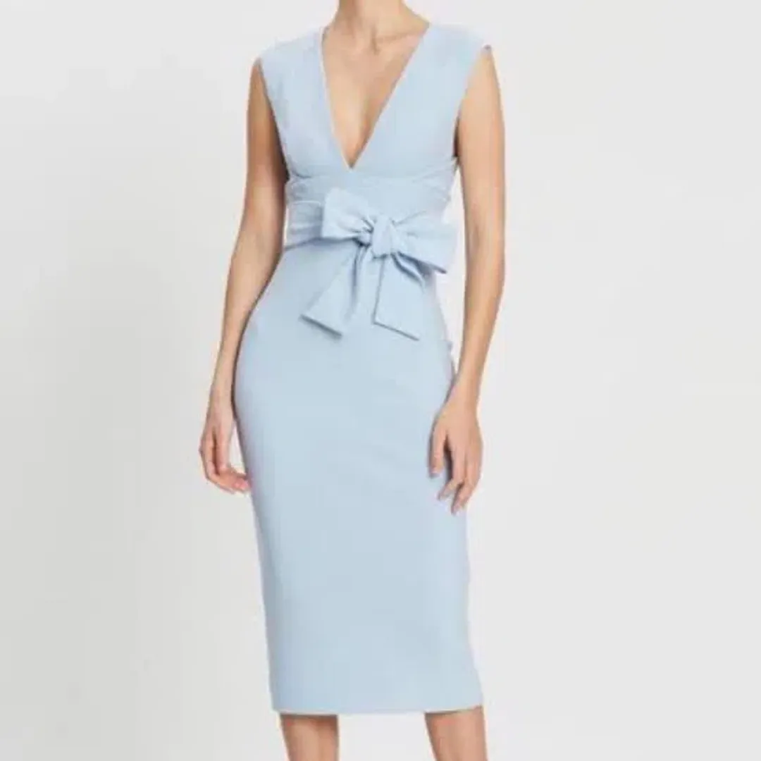 Shona Joy Lucy Plunged Midi Dress Blue Size 8 for rent on The Volte - main image