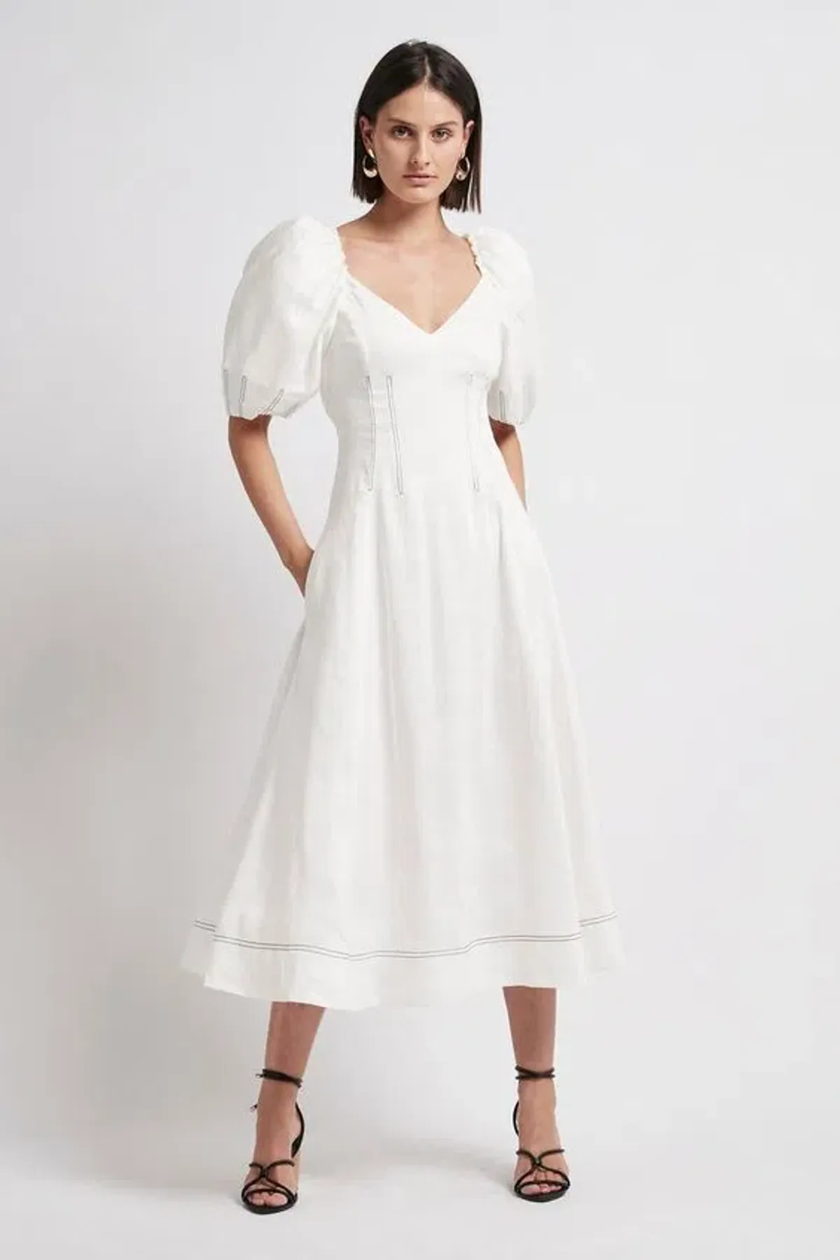 Aje Grove Midi Dress White Size 4 for rent on The Volte - main image