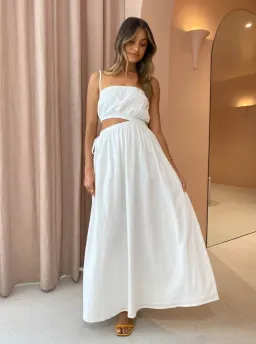 By Nicola Carnivale Elastic Waist Maxi Dress White Size 8 for rent on The Volte - image 1