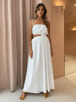 By Nicola Carnivale Elastic Waist Maxi Dress White Size 8 for rent on The Volte - image 3