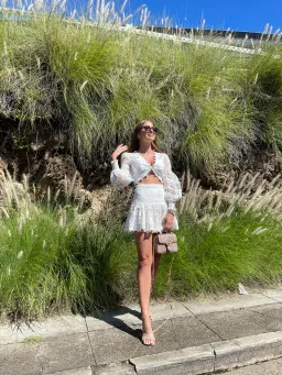 Zimmermann Corsage Pom-Pom Embellished Set Ivory Size 8 for rent on The Volte - image 7