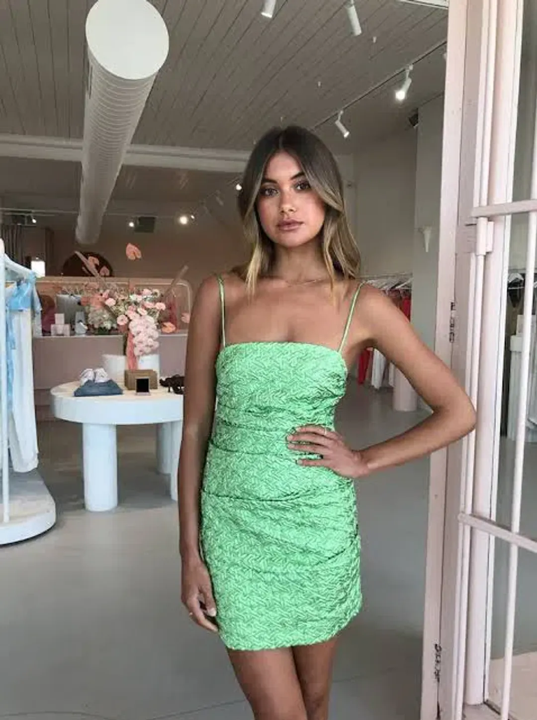 Bec & Bridge Apple Mini Dress Green Size 8  for rent on The Volte - main image