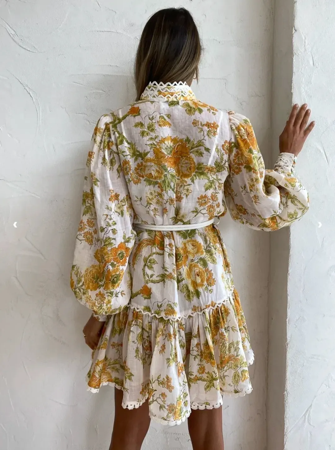 Alemais Songbird Mini Dress Print Yellow Size 8 for rent on The Volte - main image