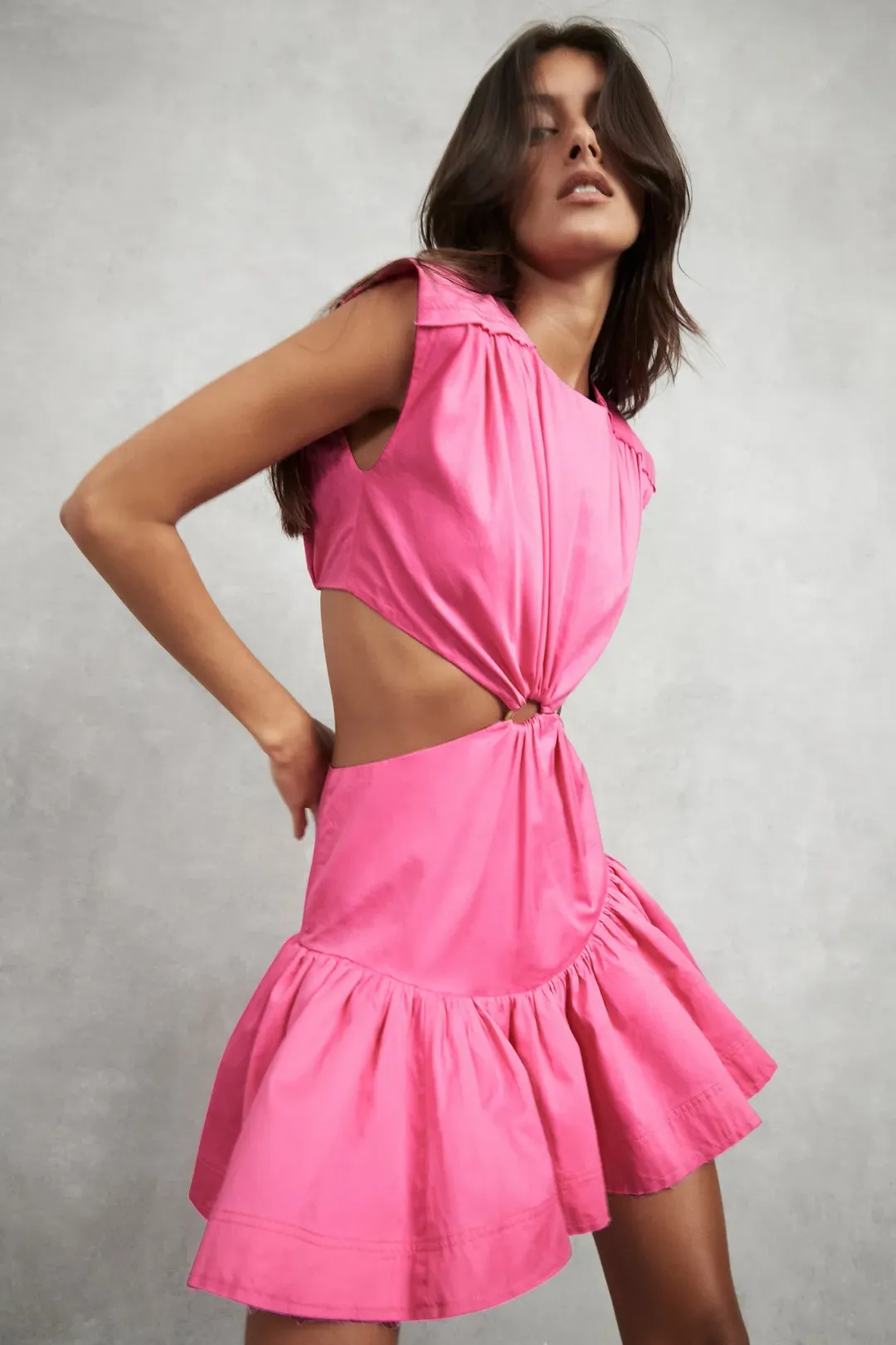 Aje Solstice Cut Out Ring Flip Mini Dress Pink Size 6 for rent on The Volte - main image