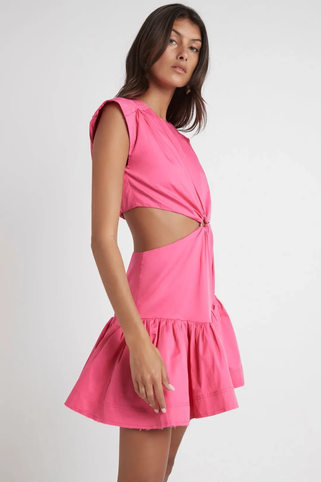 Aje Solstice Cut Out Ring Flip Mini Dress Pink Size 6 for rent on The Volte - main image