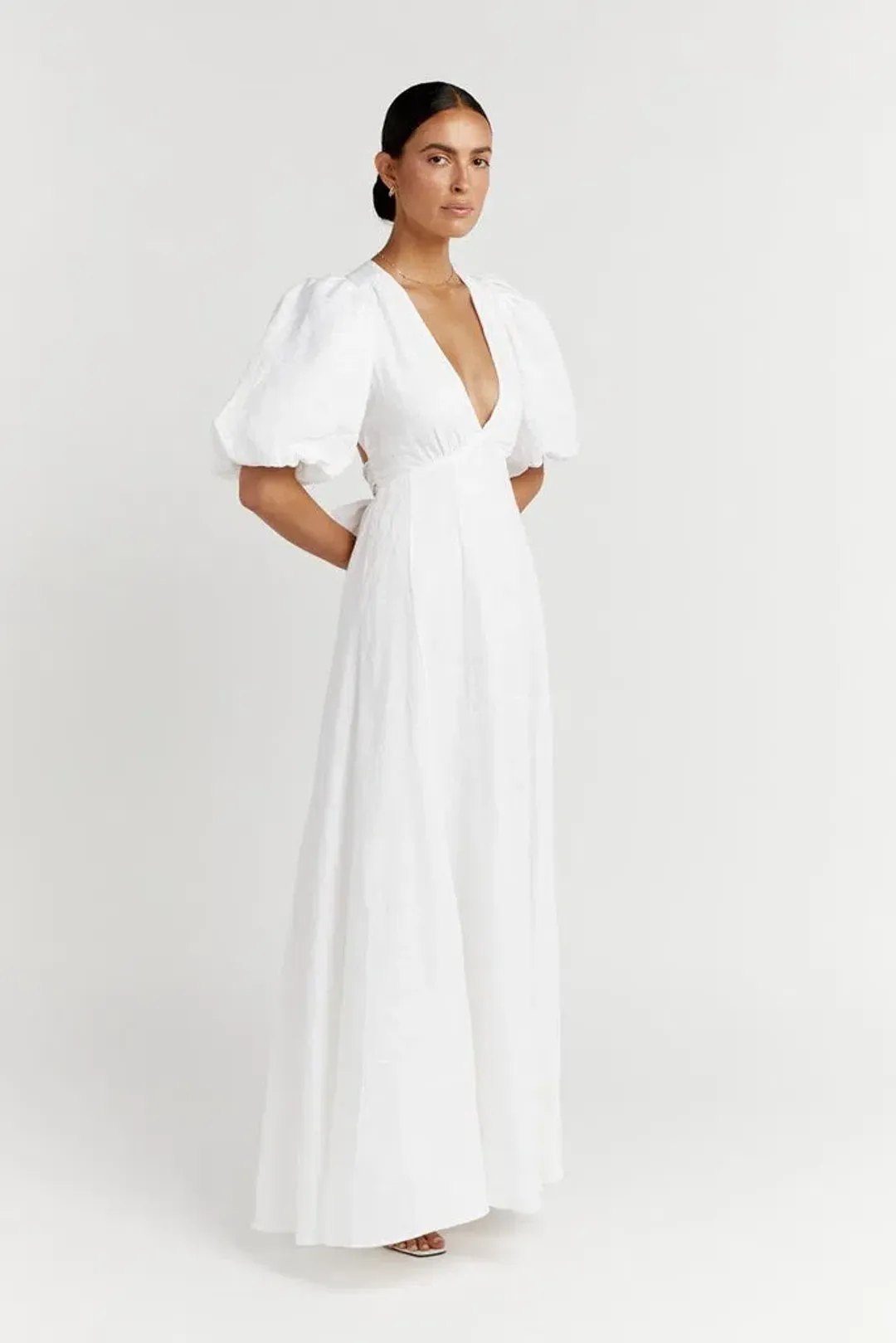 Dissh Aisle Linen Backless Dress White Size 8 for rent on The Volte - main image