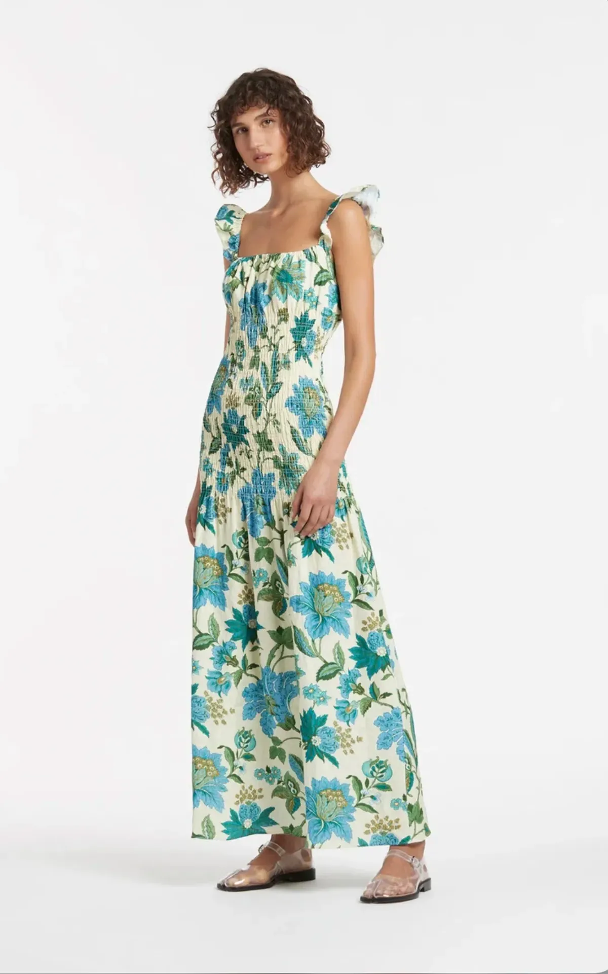 Sir the Label Alexandre Ruched Midi Dress Print Size 8 for rent on The Volte - main image