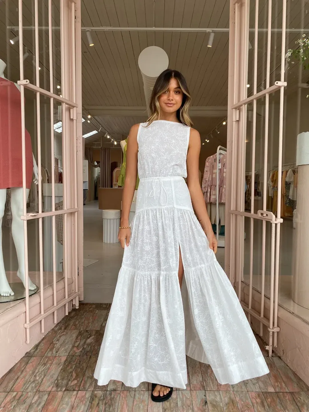 Bec & Bridge Sierra Maxi Dress Ivory Size 10  for rent on The Volte - main image