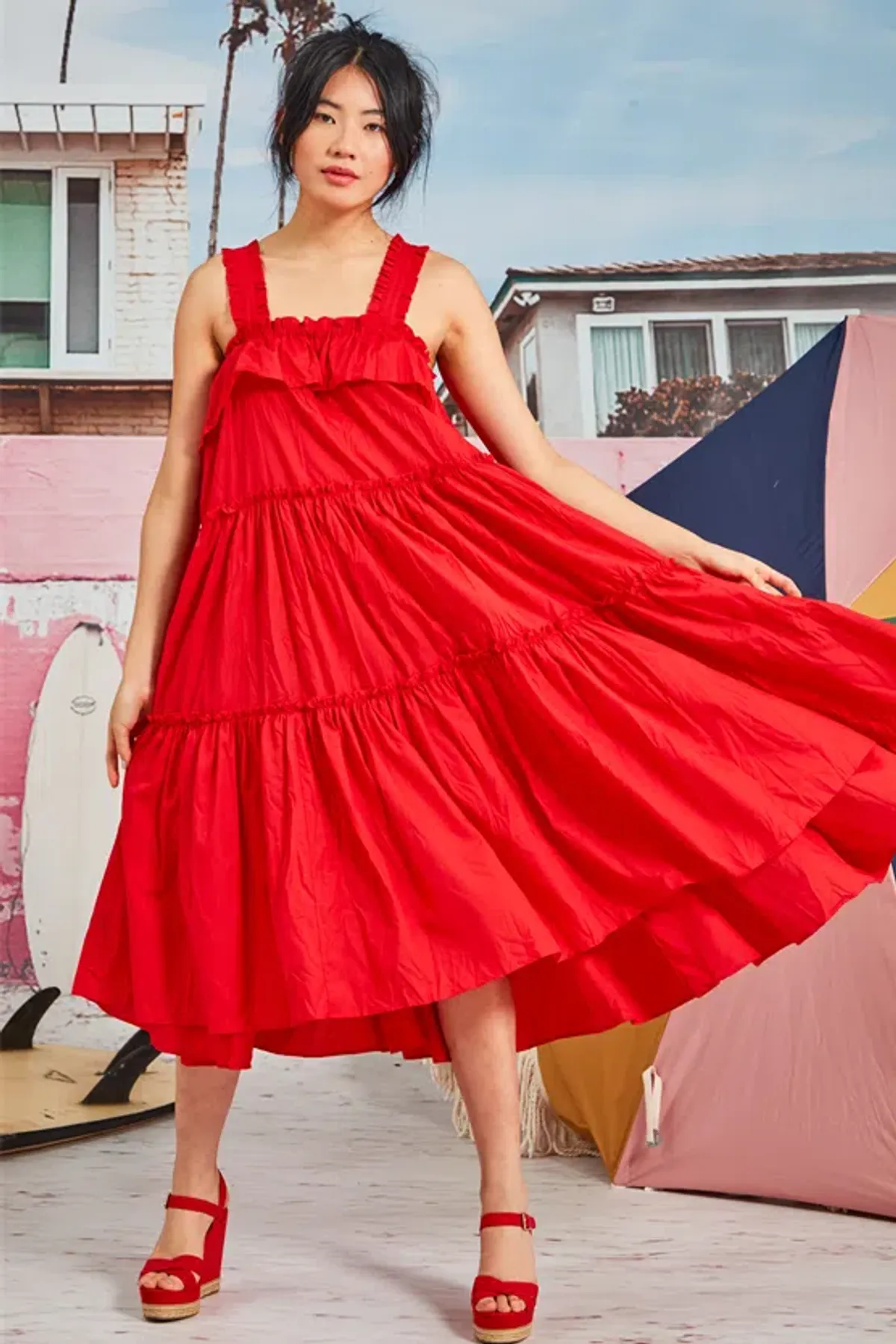 Trelise Cooper What's Flowing On Dress Red Size 12 for rent on The Volte - main image