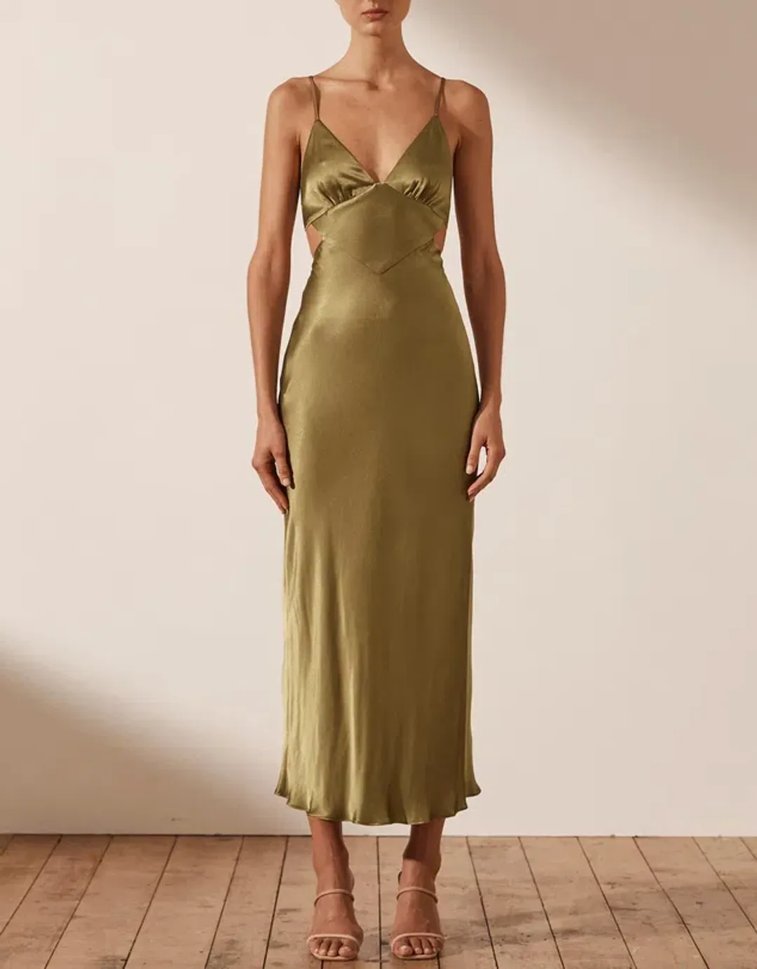 Shona Joy Alma Backless Midi Dress Cumin Size 6 for rent on The Volte - main image