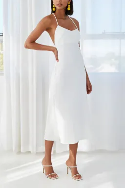 By Johnny Mia Cross Back Bias Midi Dress White Size 10 for rent on The Volte - image 1