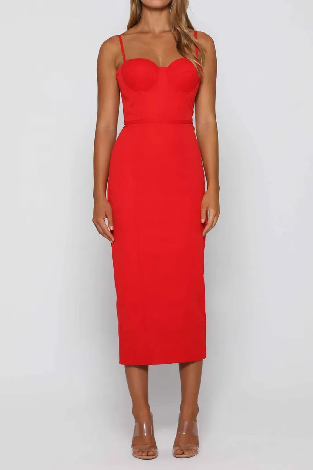 Elle Zeitoune Penny Midi Dress Red Size 8 for rent on The Volte - main image