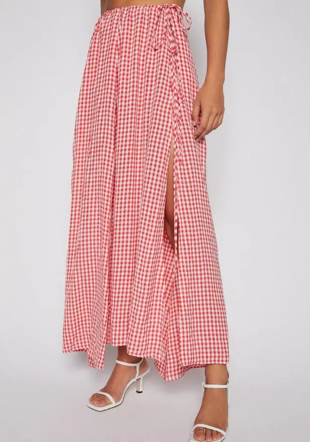 Scanlan Theodore Gingham Drawcord Skirt and Gingham Drawcord Top Set Red   for rent on The Volte - main image