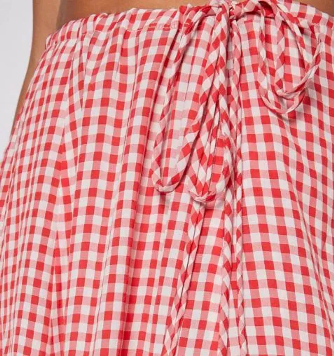Scanlan Theodore Gingham Drawcord Skirt and Gingham Drawcord Top Set Red   for rent on The Volte - main image