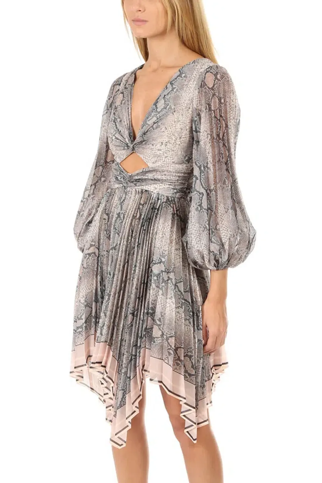 Zimmermann Corsage Pleat Mini Dress Python Print - Size 1 / 10 AU for rent on The Volte - main image