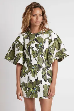 Aje Olive Leaf Dress Print Size 14 for rent on The Volte - image 1